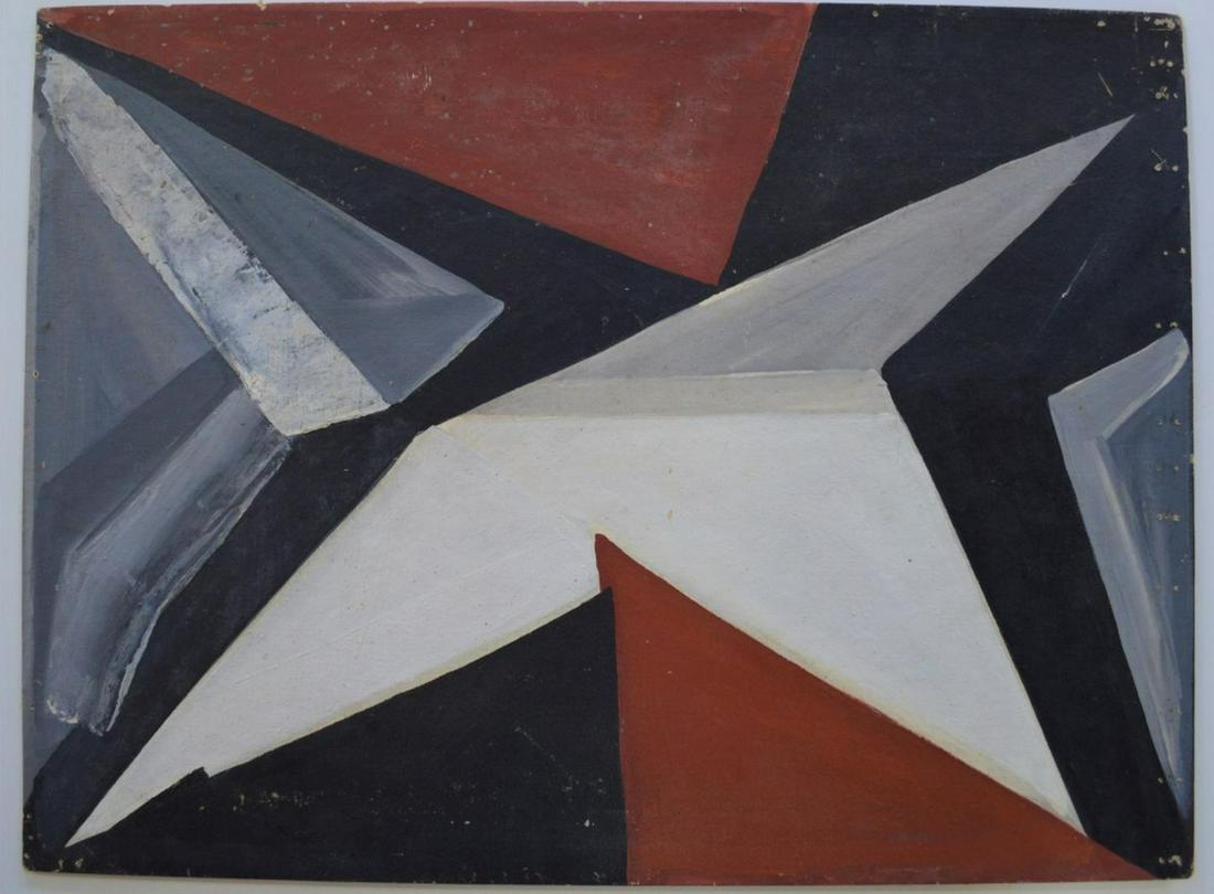 MODERN ABSTRACT GEOMETRIC FIGURAL PAINTING 2 SIDED (1 of 9)