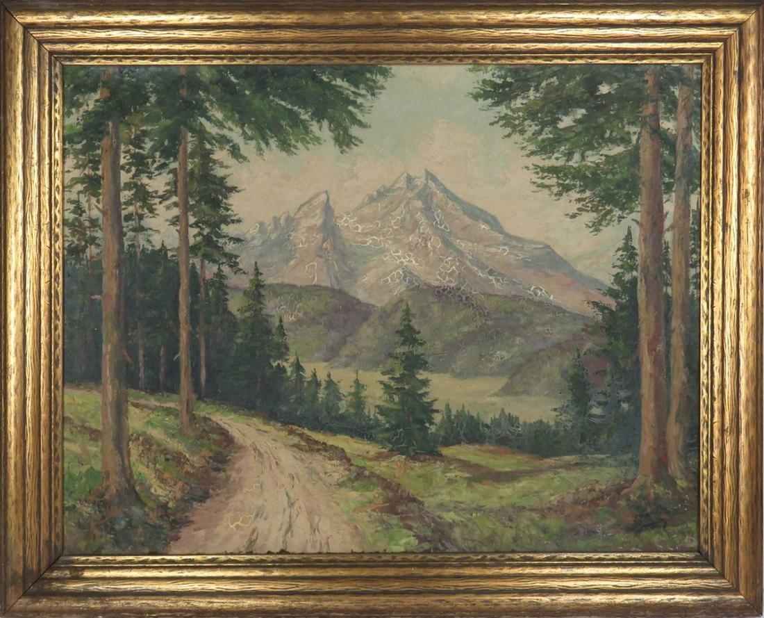 MOUNTAIN LANDSCAPE PAINTING SIGNED (1 of 9)