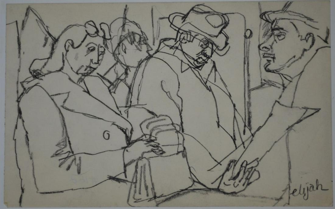 ELIJAH SILVERMAN 1910-94 NEW YORK SUBWAY SKETCHES (1 of 7)