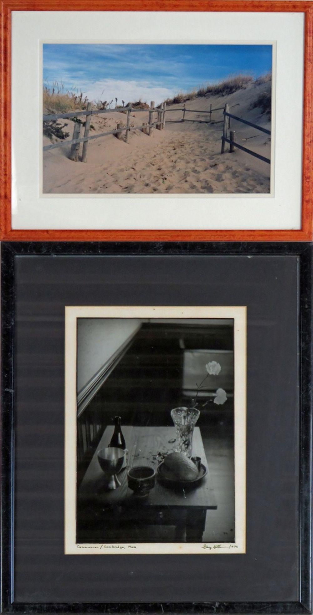 ART PHOTOGRAPHY SIGNED LOT (2) PHOTOS DUNES: Lot of 2 framed art photography photographs. Photographs are nicely framed, under glass, and are signed illegibly. Measures: Largest: Sight: 13: x 9 3/4", Framed: 20 1/2" x 16 3/4"