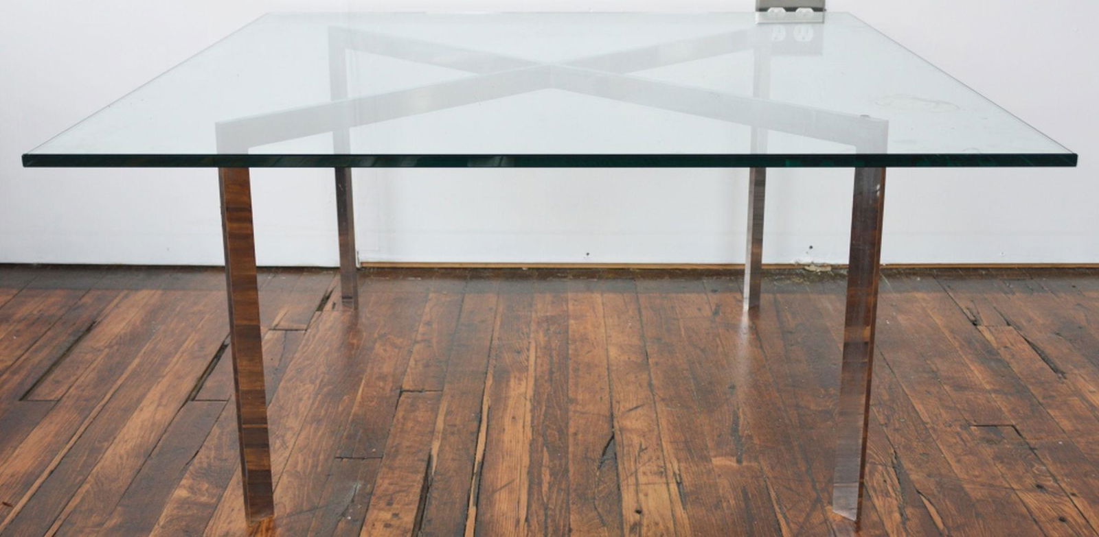 STEEL & GLASS COFFEE TABLE AFTER KNOLL BARCELONA (1 of 5)