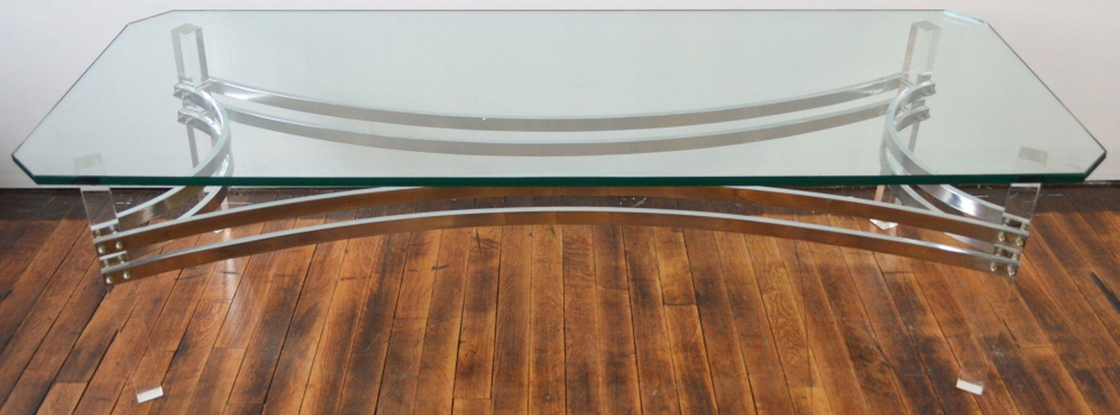 CHARLES HOLLIS JONES CHROME & LUCITE COFFEE TABLE (1 of 7)