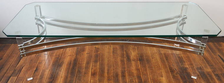CHARLES HOLLIS JONES CHROME & LUCITE COFFEE TABLE (1 of 7)
