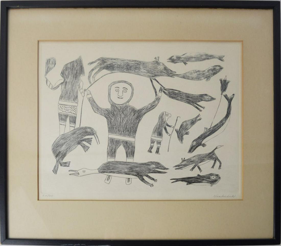 KIAKSHUK (1886-1966), CAPE DORSET  KINNGAIT SIGNED (1 of 8)