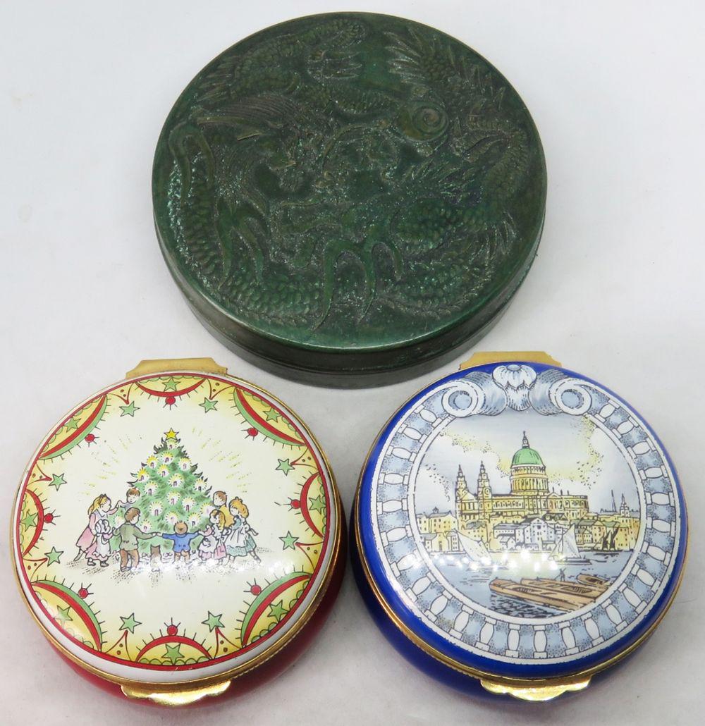 LOT (3) BOXES, ENAMELED, PATINATED (1 of 8)