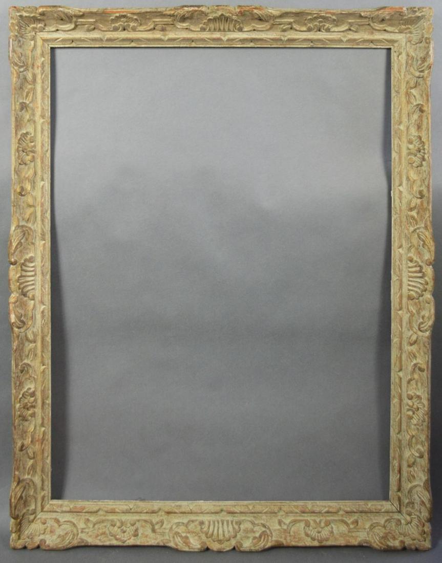 VINTAGE CARVED WOOD PAINTING FRAME: Carved and painted wood frame, 20th century. Measures: 44 1/2" x 37" Rabbet: 38 3/4" x 31"