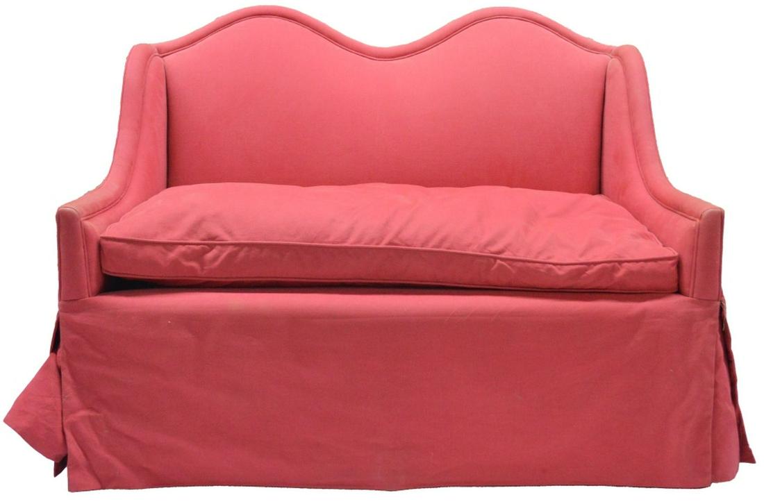 DOUBLE CAMEL BACK UPHOLSTERED LOVE SEAT (1 of 6)