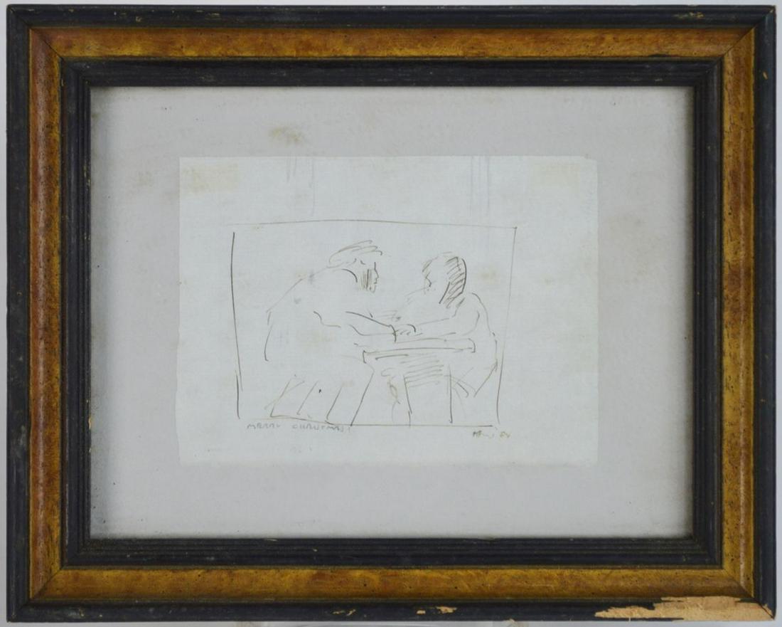 IGOR GALANIN B 1937 CHRISTMAS DRAWING SIGNED (1 of 4)