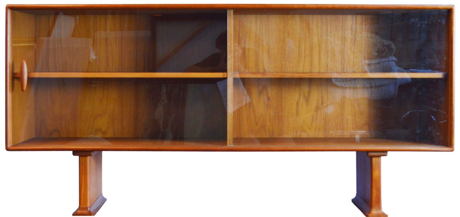 TEAK DYRLUND STANDING SHELF GLASS SLIDING DOORS (1 of 10)
