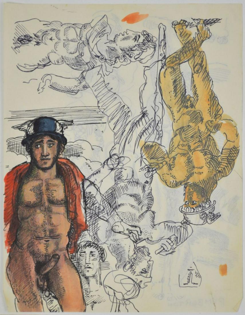 PEMBERTON HOMOEROTIC DRAWINGS SIGNED (1 of 9)