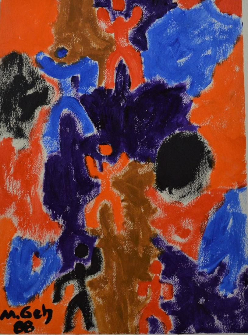 MODERN ABSTRACT OUTSIDER ART PAINTING SIGNED (1 of 5)