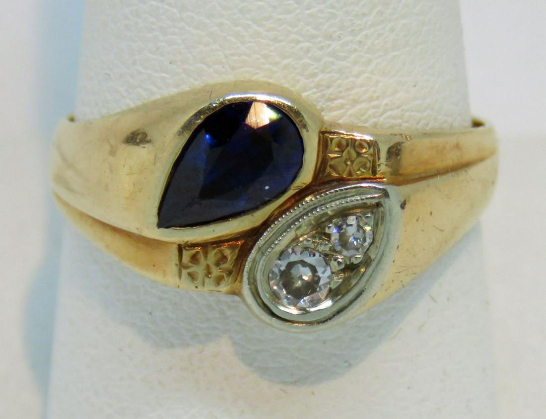 LADIES 14K GOLD RING W DIAMOND AND SAPPHIRE (1 of 8)