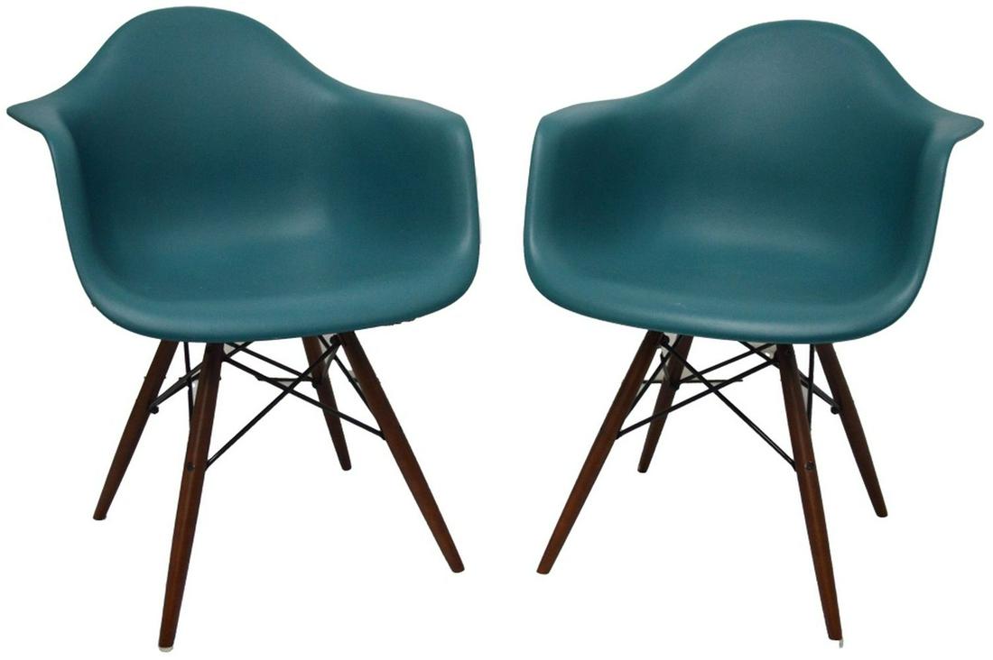 PAIR (2) MID-CENTURY STYLE ARMED SIDE CHAIRS (1 of 5)