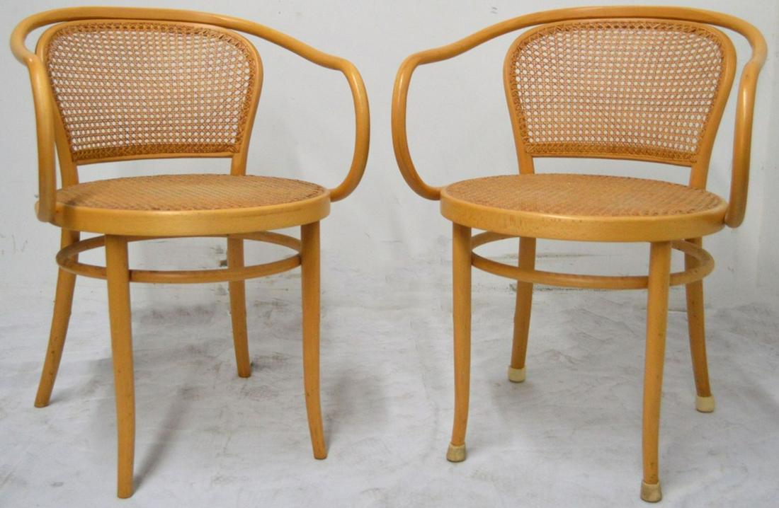 PAIR (2)  ITALCOMMA BENTWOOD WICKER ARM CHAIRS (1 of 7)