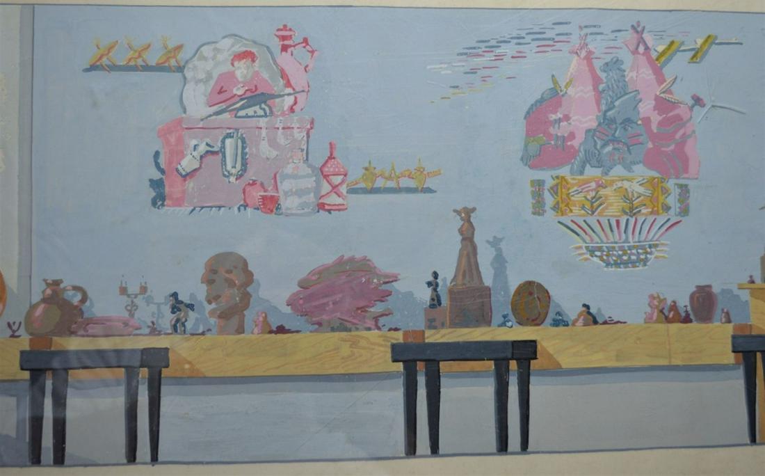 INTERIOR DESIGN PAINTING SIGNED W EXHIBITION LABEL (1 of 17)