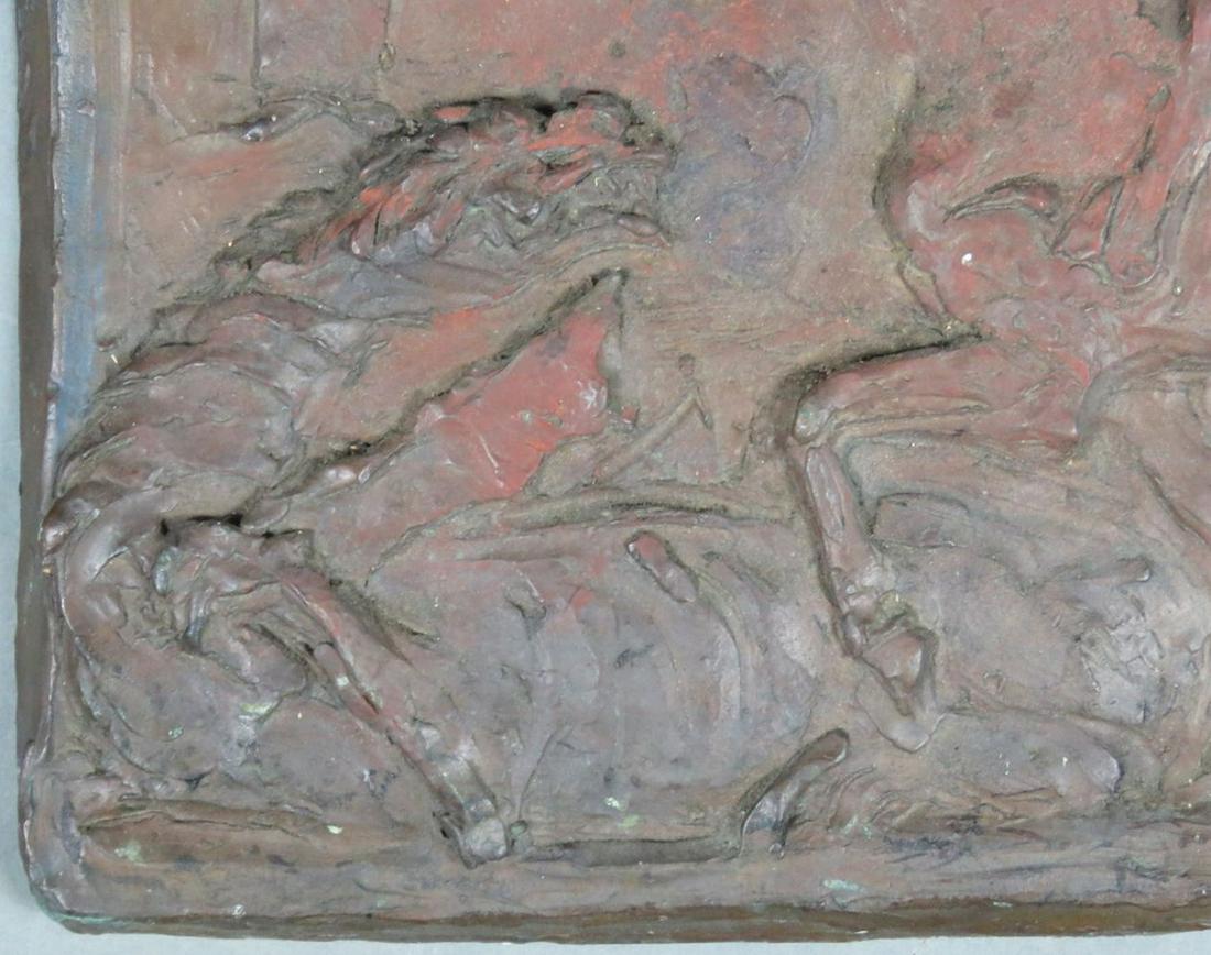 CHARGING HORSE METAL SCULPTURAL PLAQUE SIGNED (1 of 6)