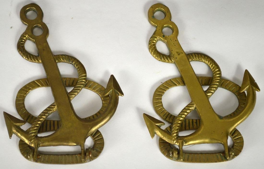 BRASS SHIP'S  ANCHOR BOOKENDS (1 of 1)