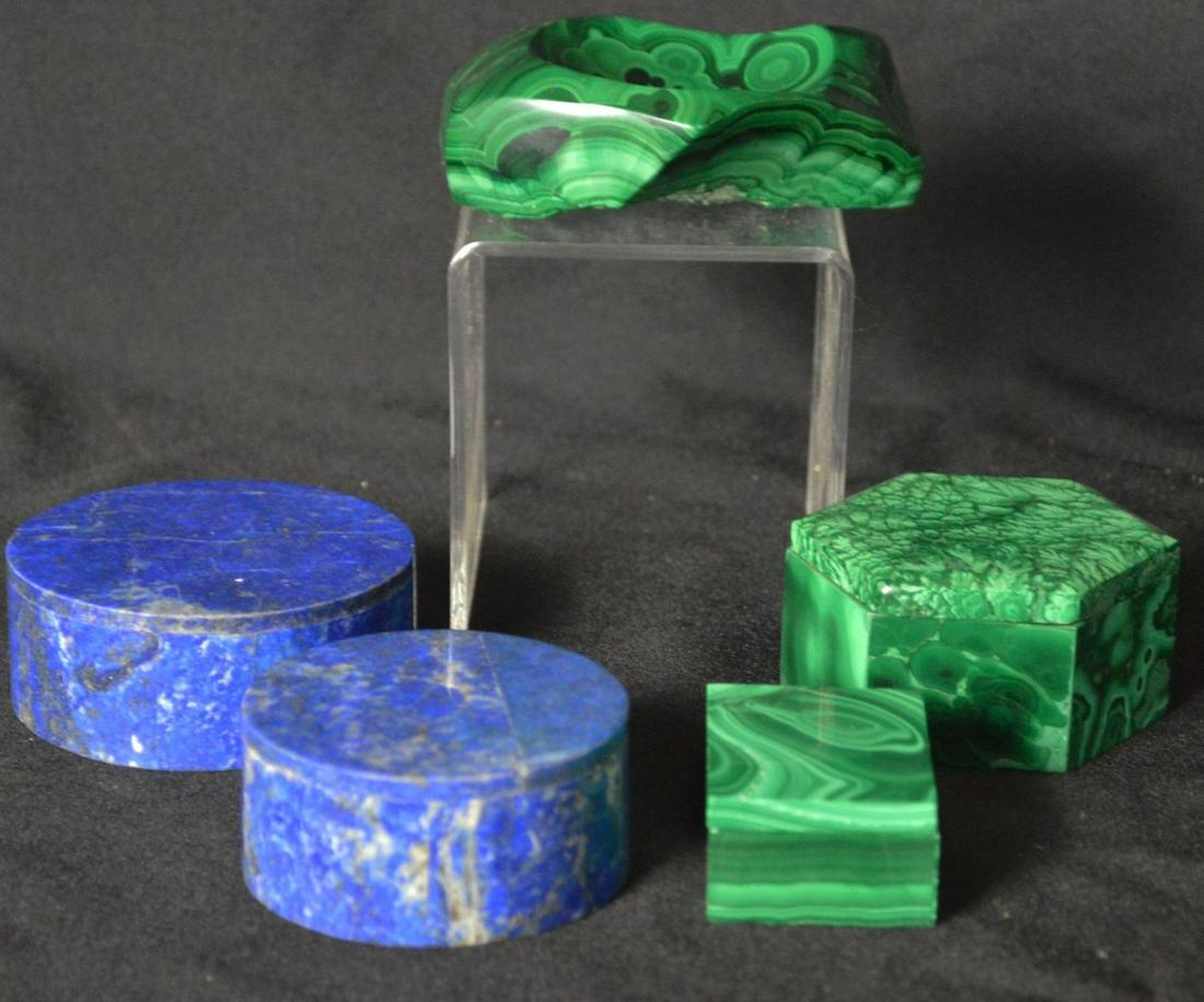GROUP 5 CARVED STONE BOXES / MALACHITE TRAY (1 of 6)