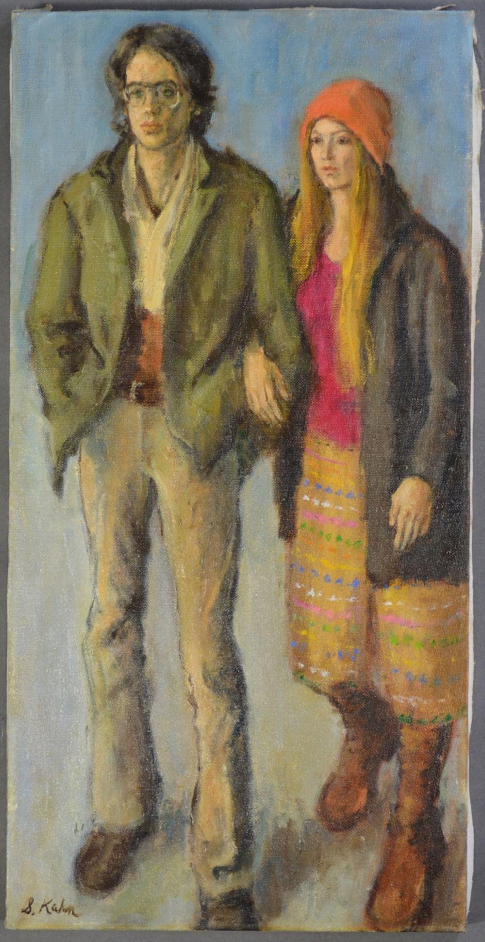 SUSAN KAHN (NY B. 1924) PAINTING NY COUPLE SIGNED (1 of 5)