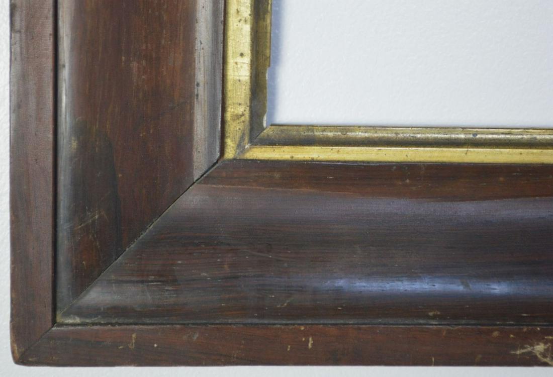 ANTIQUE WIDE EDGE WOOD FRAME W GILT LINER (1 of 4)