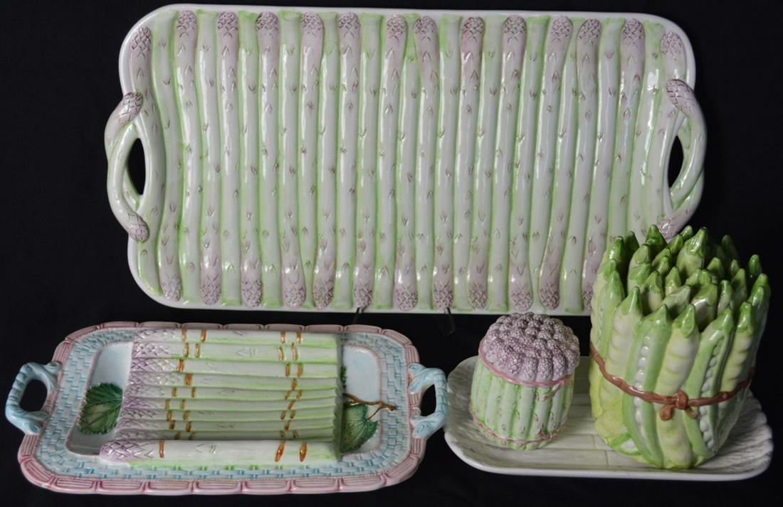 LOT ASPARAGUS SERVING PLATTERS / COVERED JARS (1 of 9)