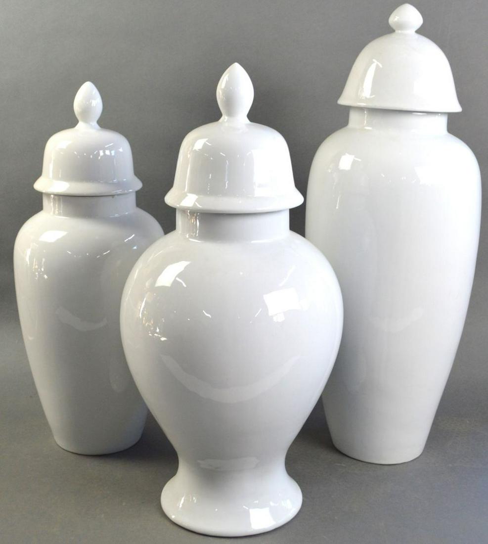 3 CASTILIAN POTTERY / PORCELAIN POTS W/ LIDS (1 of 7)