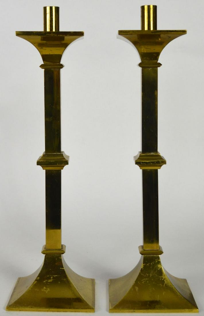 PAIR VINTAGE BRASS CANDLESTICKS (1 of 5)