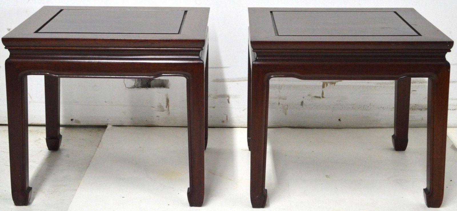 PAIR CARVED ROSEWOOD CHINESE SIDE TABLES (1 of 8)