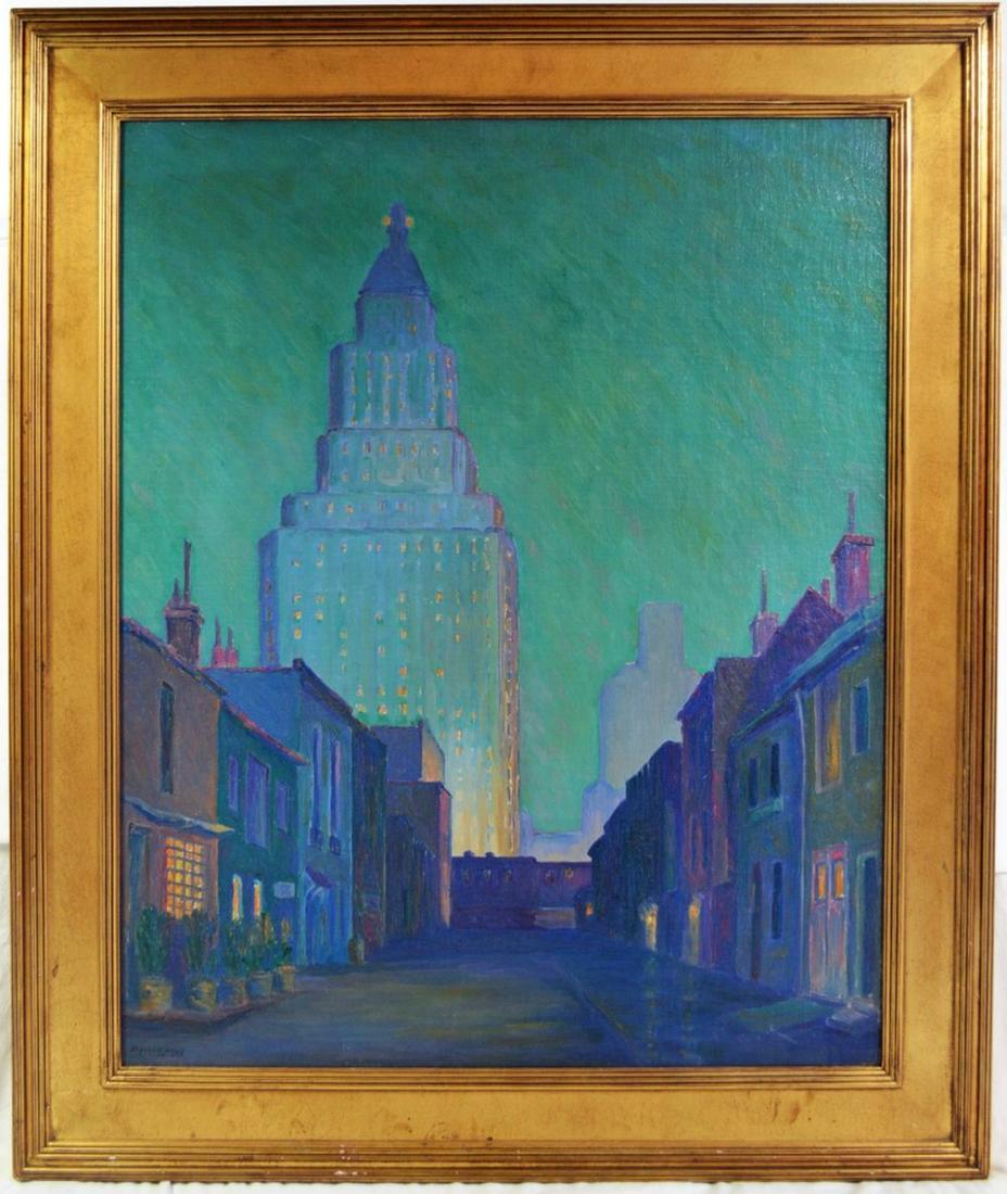 EUGENE JAMES CITYSCAPE PAINTING SIGNED (1 of 12)
