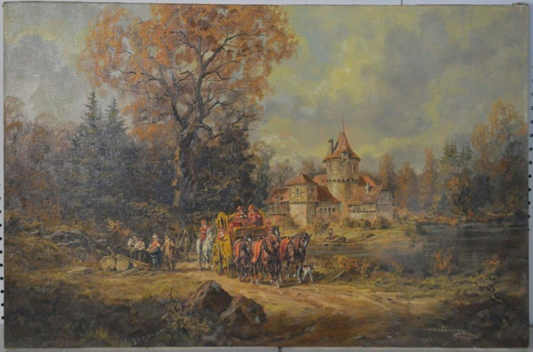 HERBERT ISENBERG GENTRY CARRIAGE PAINTING SIGNED (1 of 5)