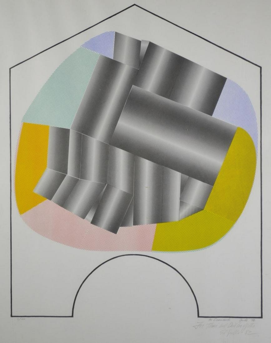 MODERN GEOMETRIC AMERICAN SCHOOL LITHOGRAPH SIGNED (1 of 8)