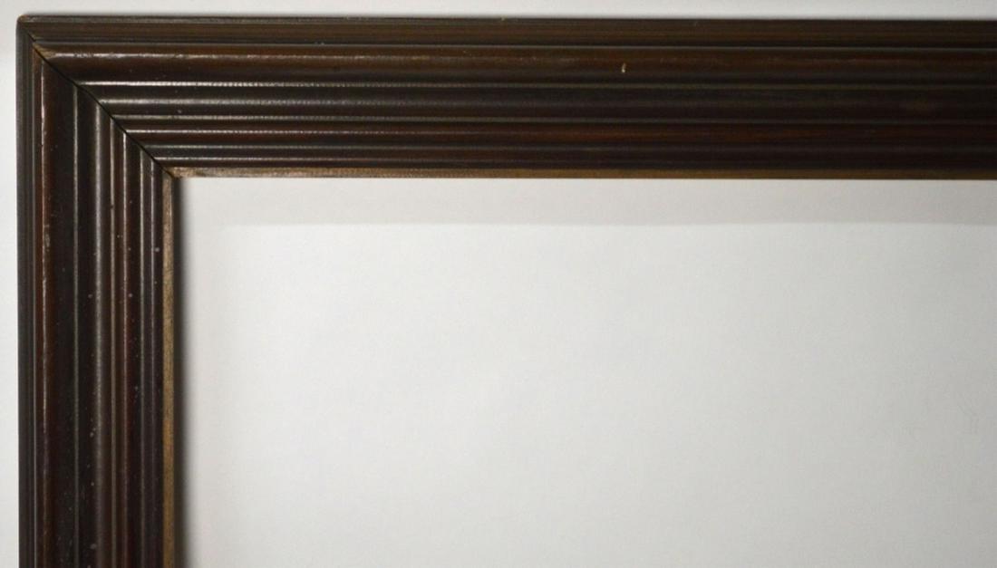 VINTAGE CARVED PAINTING FRAME: A vintage carved / figured English painting frame. Gallery label, verso. Measures: 28 1/2" x 39 1/2" Rabbet: 24" x 35"