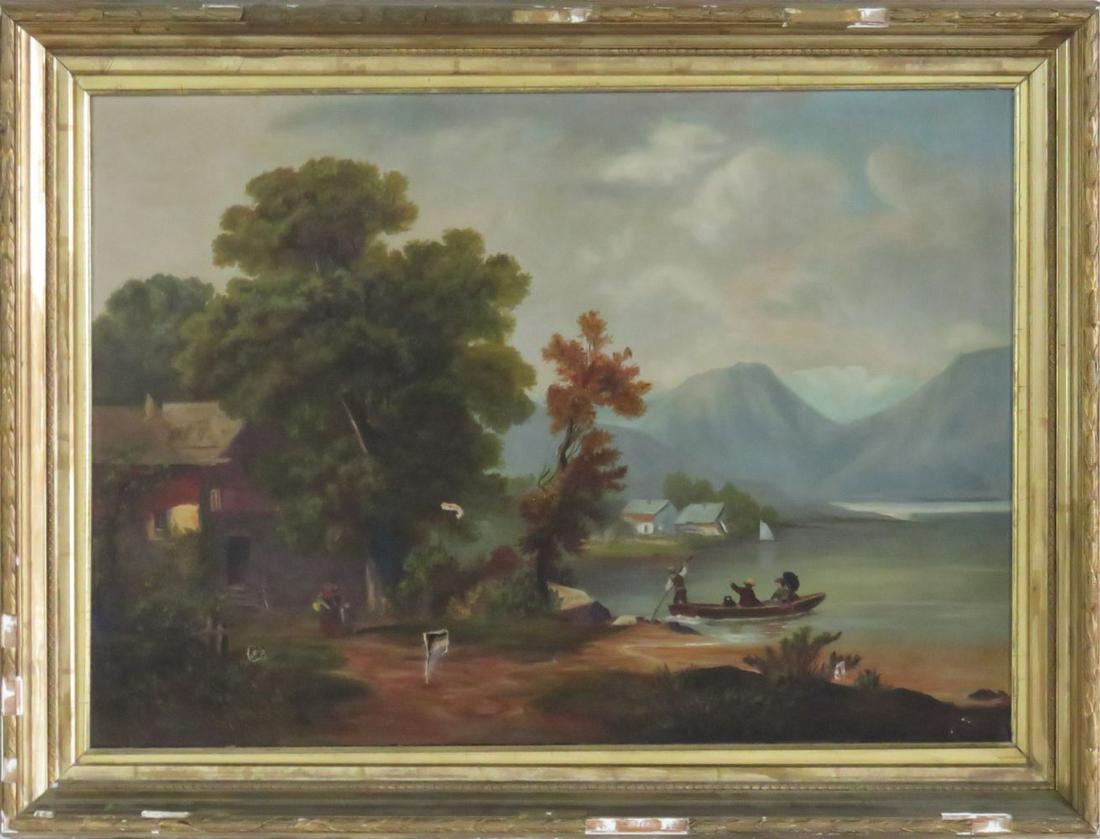 ANTIQUE LANDSCAPE PAINTING IN GILT FRAME (1 of 17)