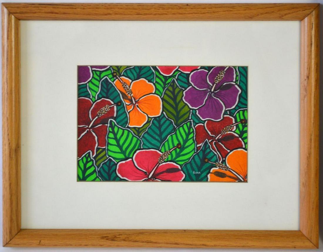 2 HAWAIIA RELATED FLORAL ART WORKS SIGNED (1 of 8)