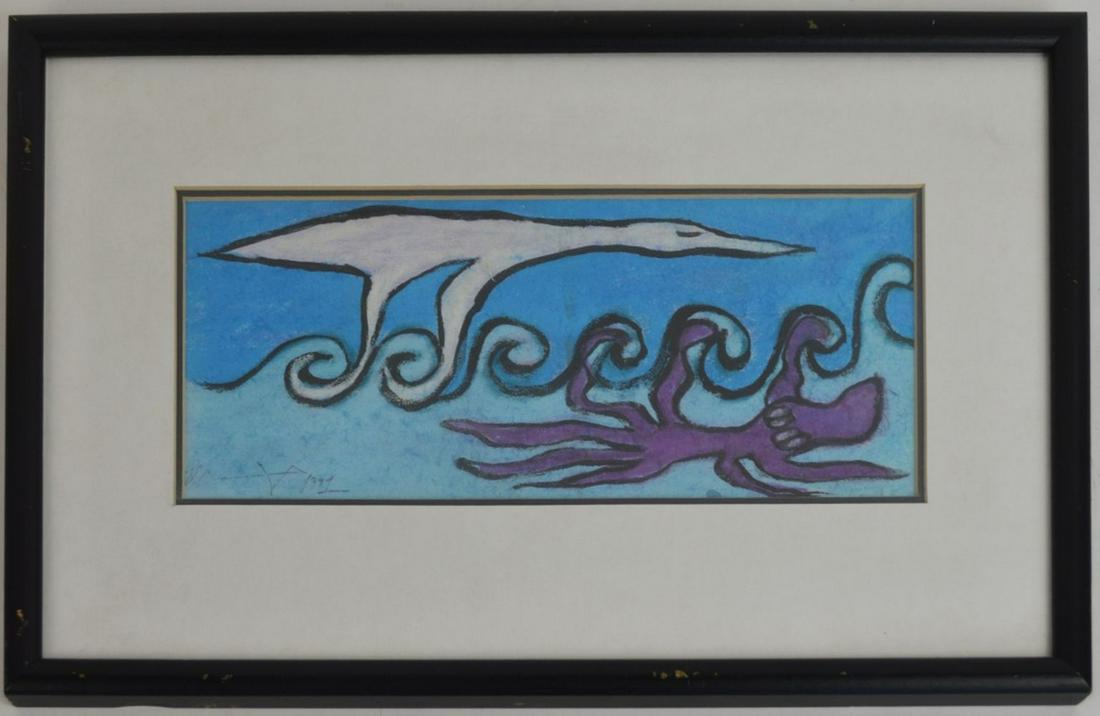 MODERN OCTOPUS PAINTING SIGNED (1 of 5)