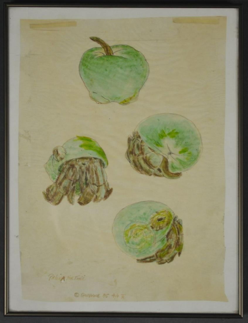 APPLE & CRABS PAINTING SIGNED (1 of 5)