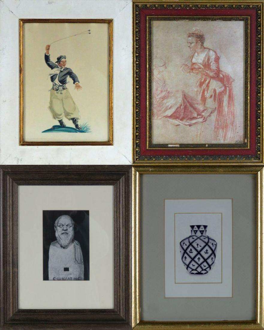 FOUR FRAMED DECORATIVE PRINTS OLD MASTER, DECO ETC (1 of 20)