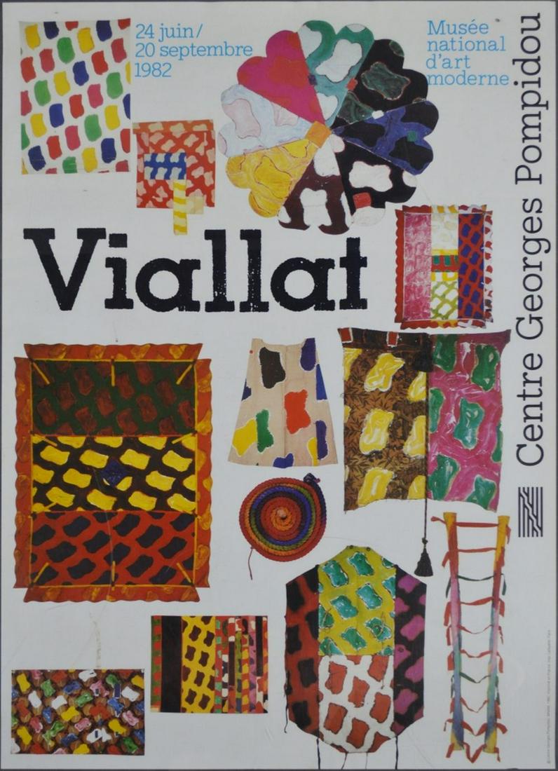 VINTAGE CLAUDE VIALLAT EXHIBITION POSTER: Claude Viallat, France 1936-, Exhibition Poster, Centre Ponpidou, ca. 1982 Measures: H 27 1/2" x W 19 1/2"