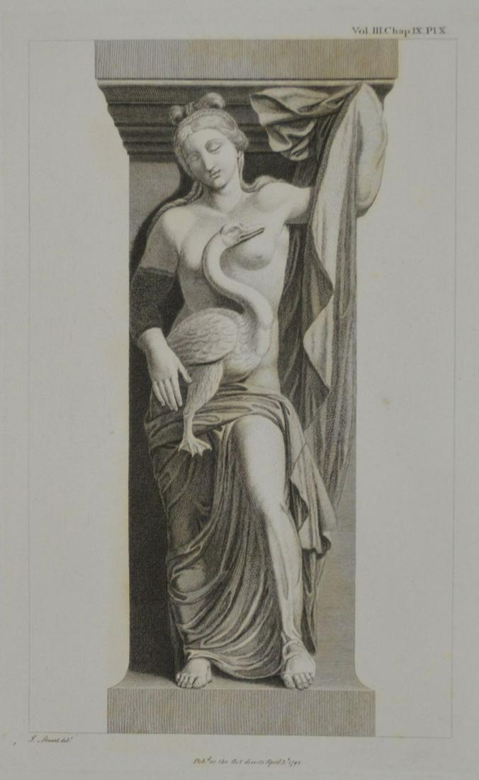 4 ANTIQUE ENGRAVINGS  ATHENIAN SCULPTURE STUART (1 of 6)