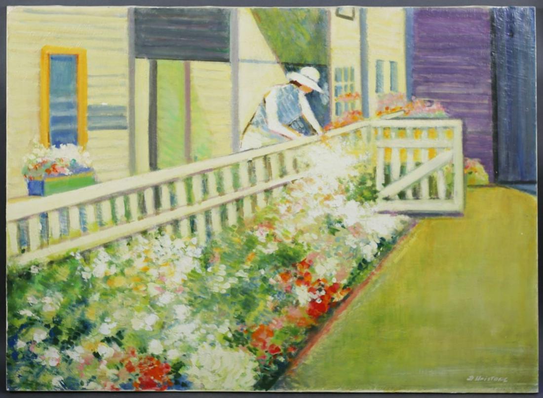 MODERN GARDEN LANDSCAPE PAINTING SIGNED (1 of 4)