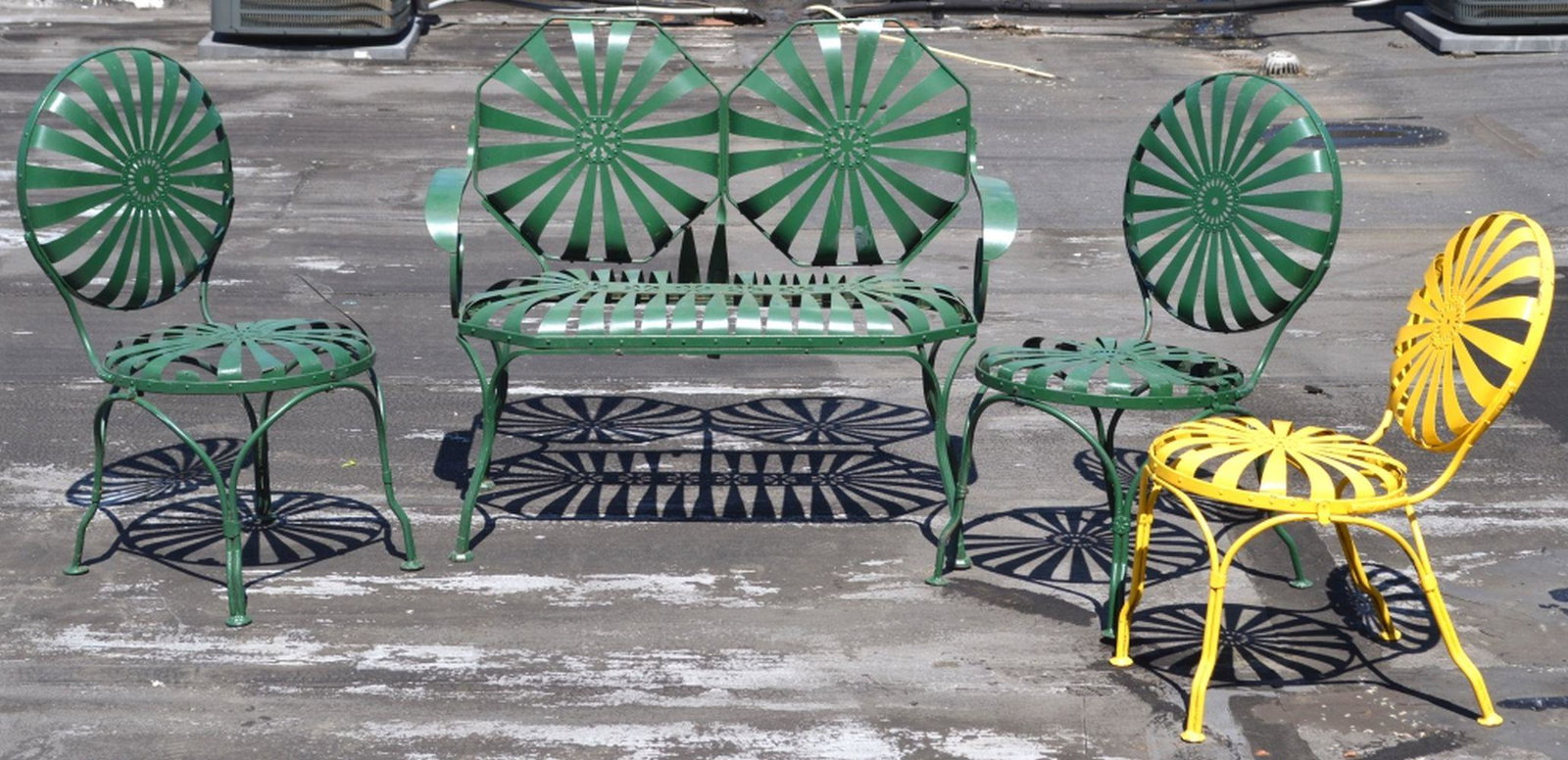 ANTIQUE FRANCOIS CARRE OUTDOOR METAL SEATING SET (1 of 17)