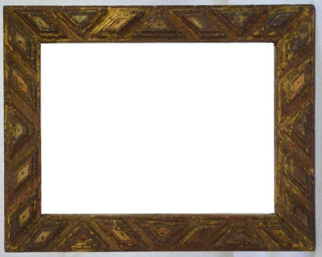 ANTIQUE CARVED PRIMITIVE PAINTING FRAME (1 of 5)