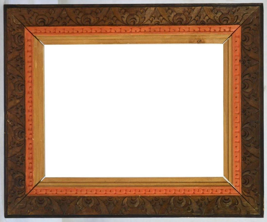 FINELY CARVED WOOD PAINTING FRAME: A finely carved vintage painting frame. Measures: 16 3/4" x 13 1/2" Rabbet: 12 1/4" x 9 1/8"