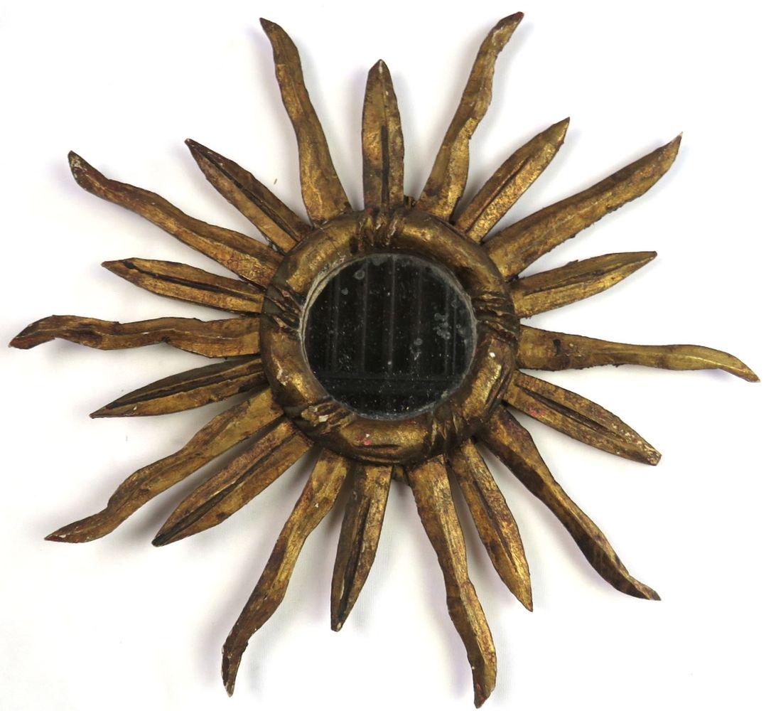 ANTIQUE / VINTAGE CARVED & GILT SUNBURST MIRROR (1 of 6)
