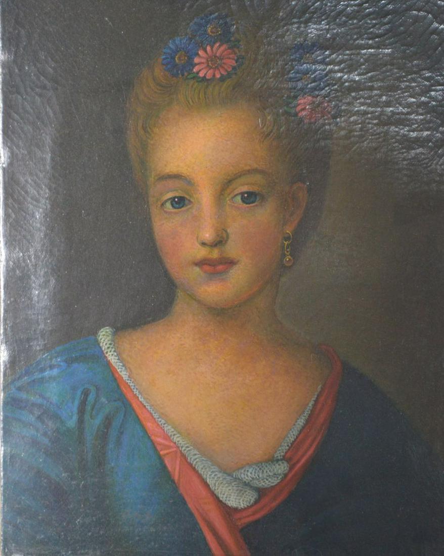 OLD MASTER STYLE PORTRAIT OF YOUNG LADY SIGNED (1 of 5)