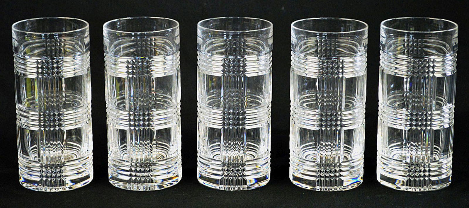 SET 5 RALPH LAUREN GLEN PLAID CUT CRYSTAL GLASSES (1 of 6)