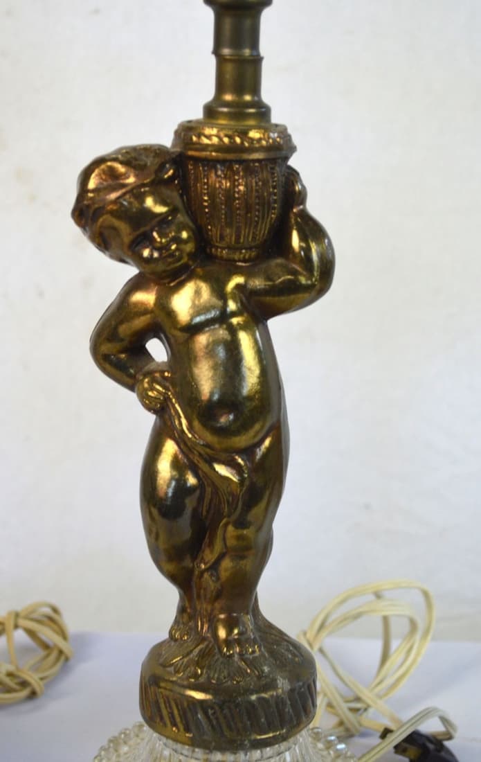 3 (PAIR PLUS 1) MCM LAMPS CHERUBS & CRYSTALS (1 of 10)