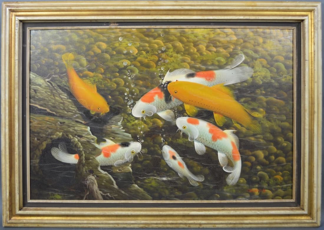 REALIST PAINTING KOI FISH SIGNED GRAVES (1 of 6)