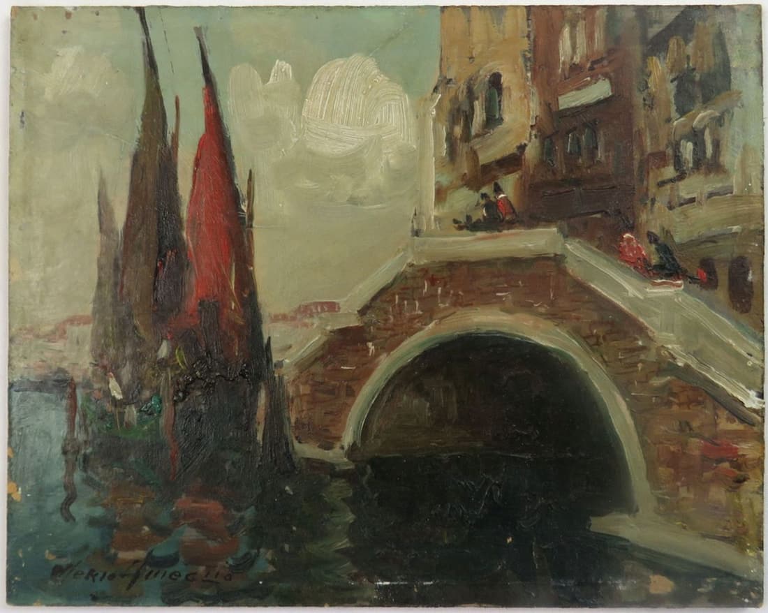 MERIO AMEGLIO VENETIAN CANAL PAINTING SIGNED (1 of 7)