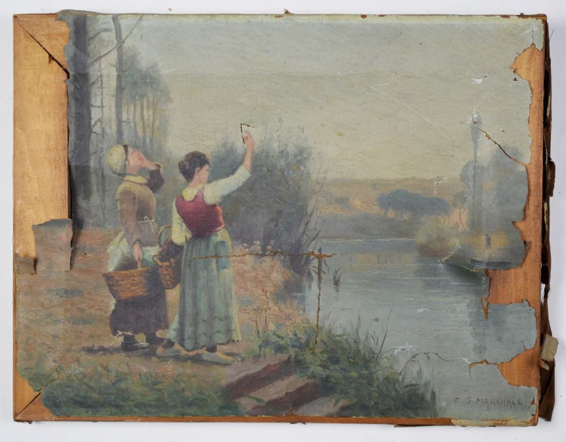 ANTIQUE CONTINENTAL SCHOOL PAINTING SIGNED (1 of 6)